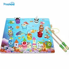 Монтессори детские игрушки для младенцев Деревянные игрушки 3D Магнитная рыбалка ролевые обучения образовательный Дошкольный обучение Brinquedos Juguets