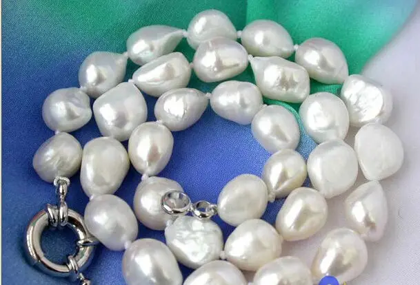 

New huge Baroque 14x16mm WHITE FRESHWATER CULTURED PEARL NECKLACE 18 AAA WW #@
