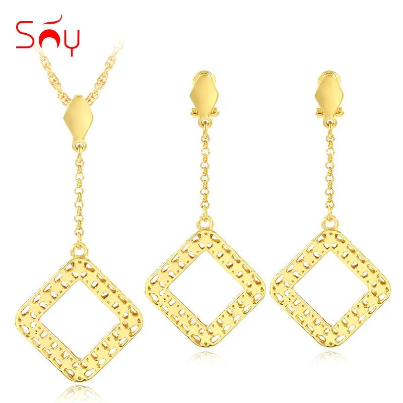 

Sunny Jewelry Trendy Jewelry Sets For Women Necklace Earrings Pendant Square Dubai Jewelry Sets For Party Wedding Anniversary
