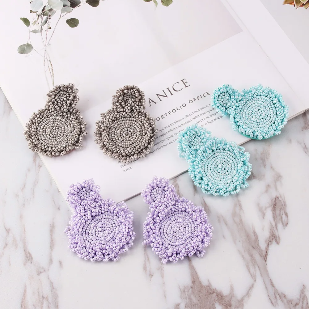 Best lady Boho Fashion Beads Handmade Drop Earrings For Women Vintage Dangle Earrings Round Jewelry Wedding Party Girl Gifts