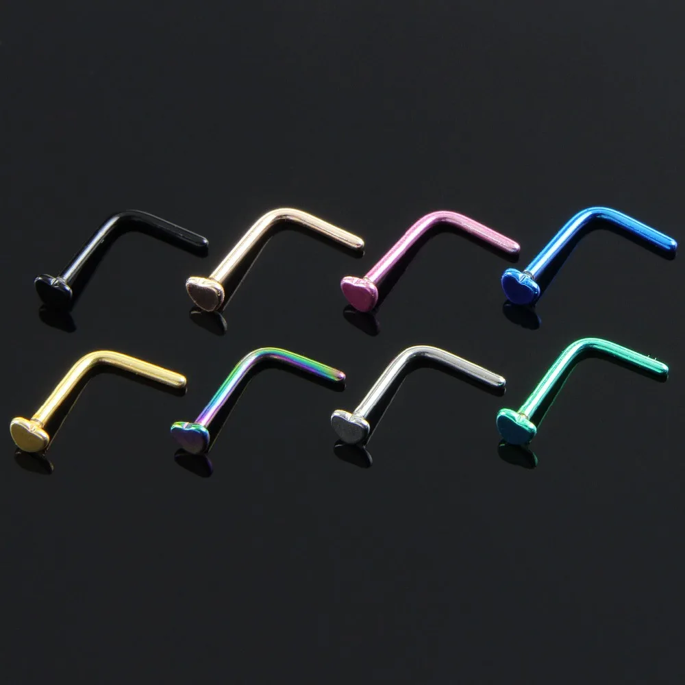New Arrival Simple L Shape Surgical Steel 0.8*8mm Nose Studs Hooks Bar Pin Nose Rings Body Piercing Jewelry For Women - Image 5