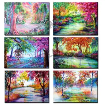 

Landscape full resin Feather&color tree stickers Embroidery Pattern diamond 5D DIY paintings 3D Cross stitch kits mosaic decor