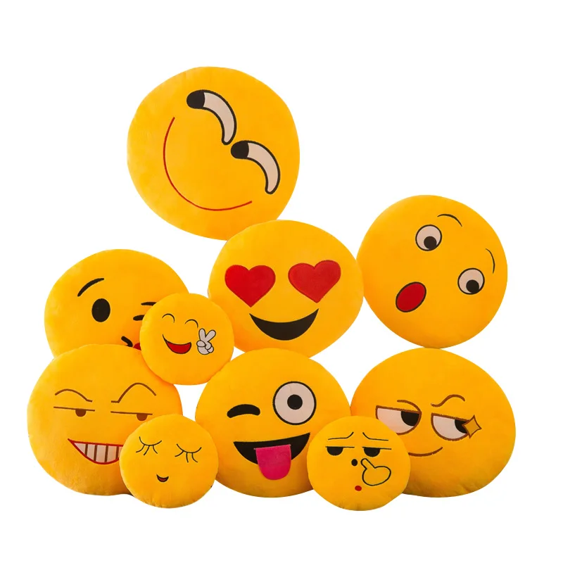 32CM New Smiley Face QQ Emoji Pillows Soft Plush Emoticon Round Cushion Home Decor Cute Cartoon Toy Doll Decorative Throw Pillow