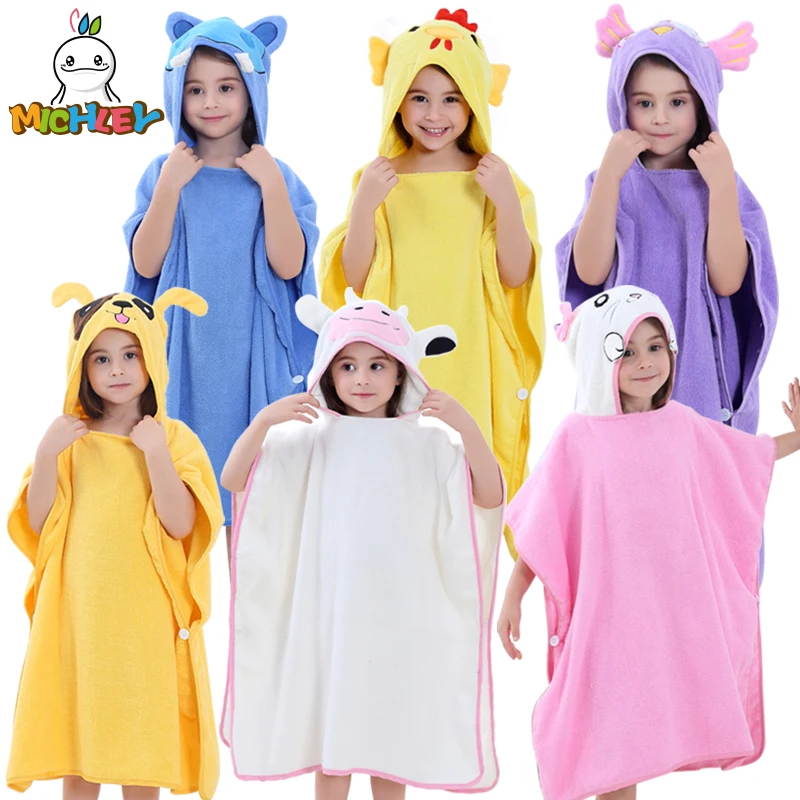 

MICHLEY Children Bathrobe 2019 Newborn Boy Hooded Cartoon Pajamas Girl Cute Animal Ear Bath Robe Baby Colorful Cotton Towels WED