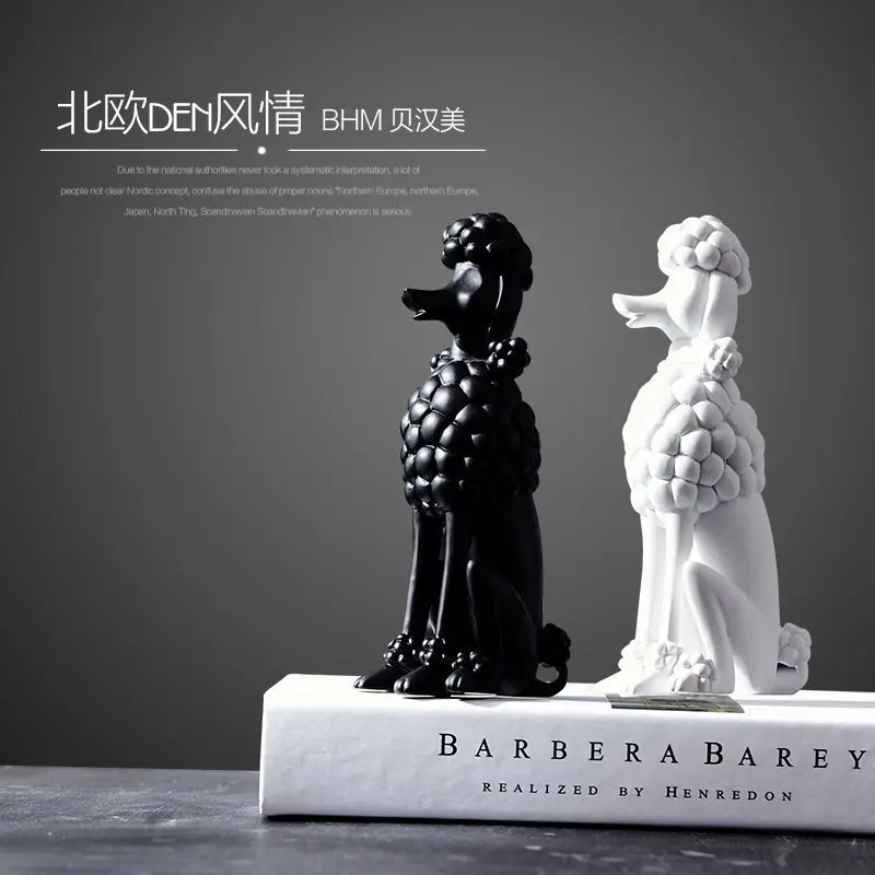 

Small Creative Resin Dog Figurines Office Vintage Statue Home Decor Crafts Room Decoration Objects Resin Poodle Animal Figurines