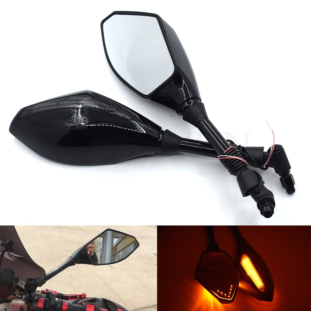 

Motorcycle Rearview Mirrors Black With LED Turn Signal Integrated Mirrors FOR Suzuki GSR750 GSX650F GSXR1000 GSXR600 GSXR750