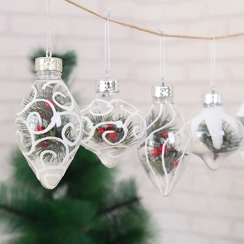

1 PC PVC Christmas Ball Shape Transparent Hanging Decorations Xmas Tree Drop Ornament Cute New Year Home Party Favors