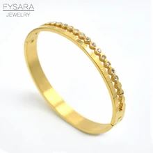 FYSARA Row Austrian Crystals Bracelets & Bangles For Women Jewelry Luxury Brand Roman Numerical Cuff Bracelets Rose Gold Color