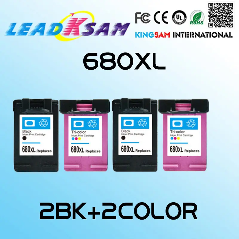 2set/4pcs Ink Cartridge compatible for HP 680 680xl Deskjet 2135 2136