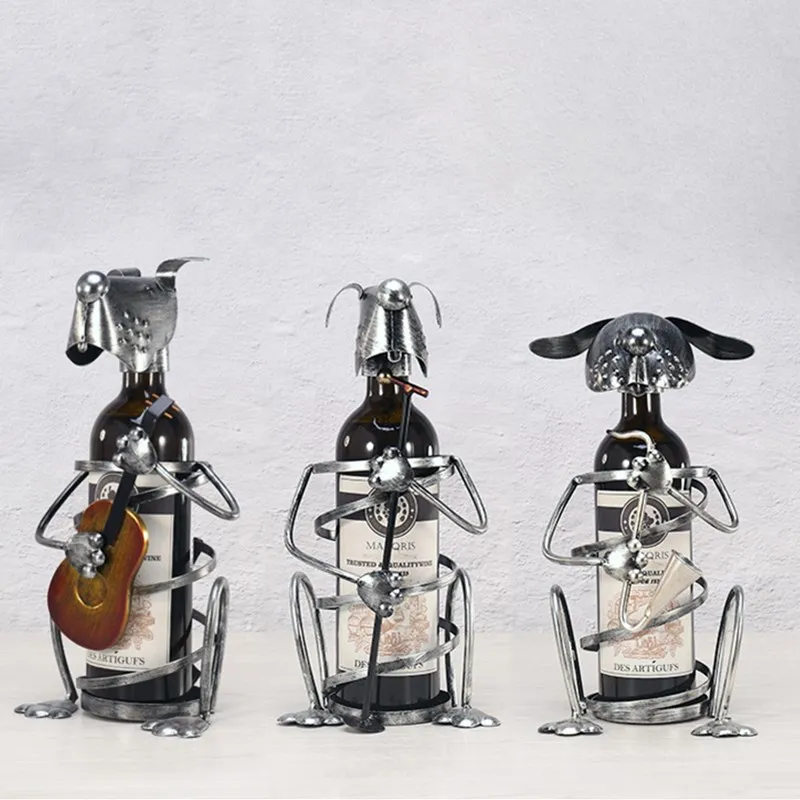 

Puppy Wine Rack With Music Band Animal Figurine Wine Holders Creative Wine Stand Gift Home Decoration Accessories L3096