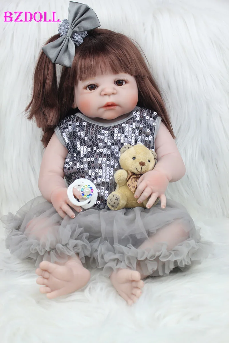 55 см Силиконовая Кукла Reborn Girl игрушки как настоящая 22 дюймовая кукла для