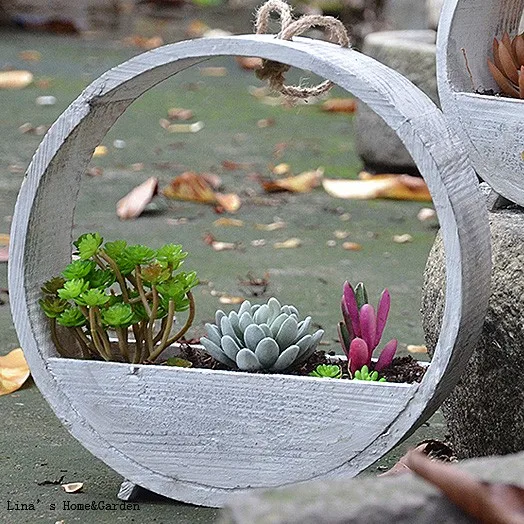 Succulent Vintage Handmade Solid Hanging Wooden Planters