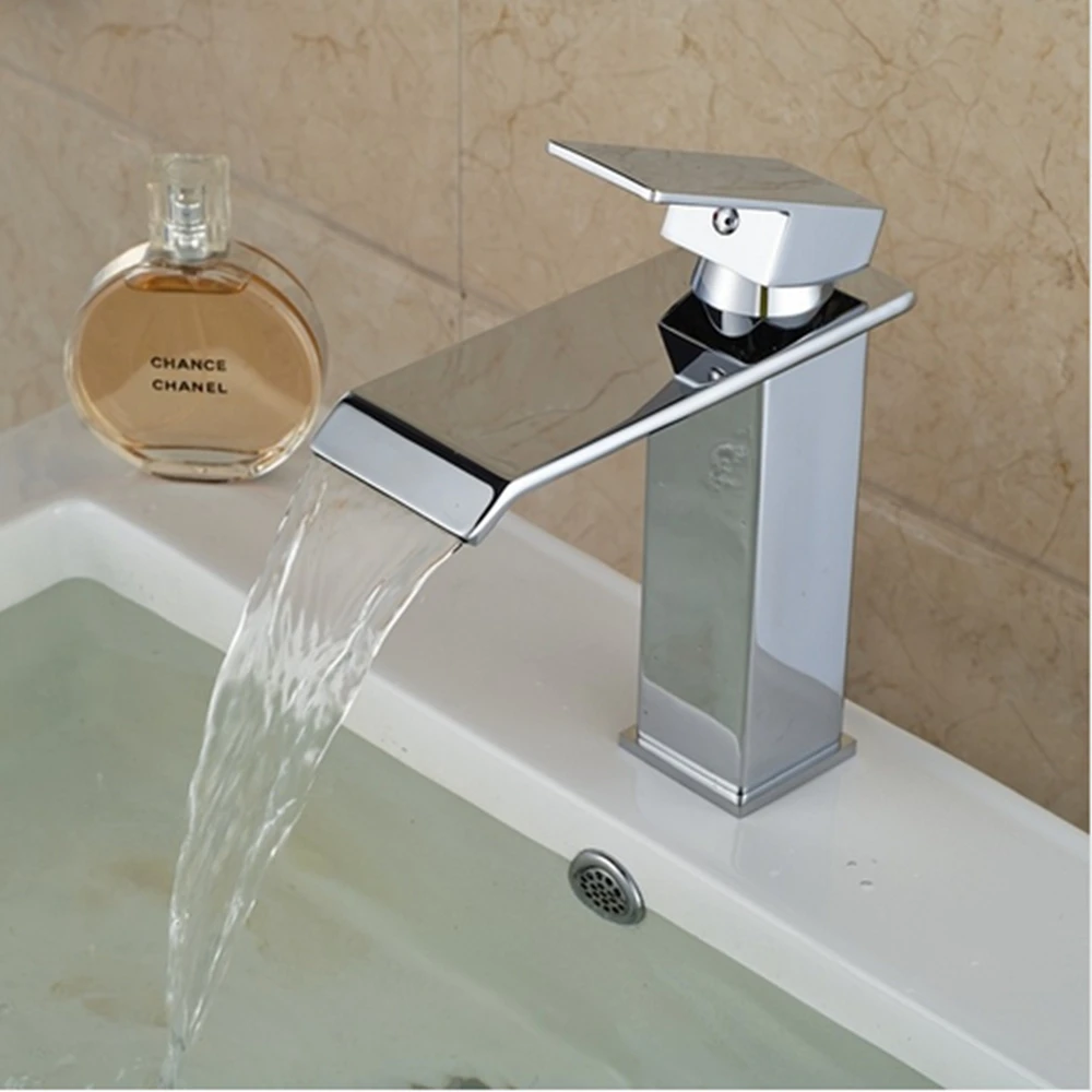 Uythner Free Shipping Chrome Brass Bathroom Basin Faucet Waterfall