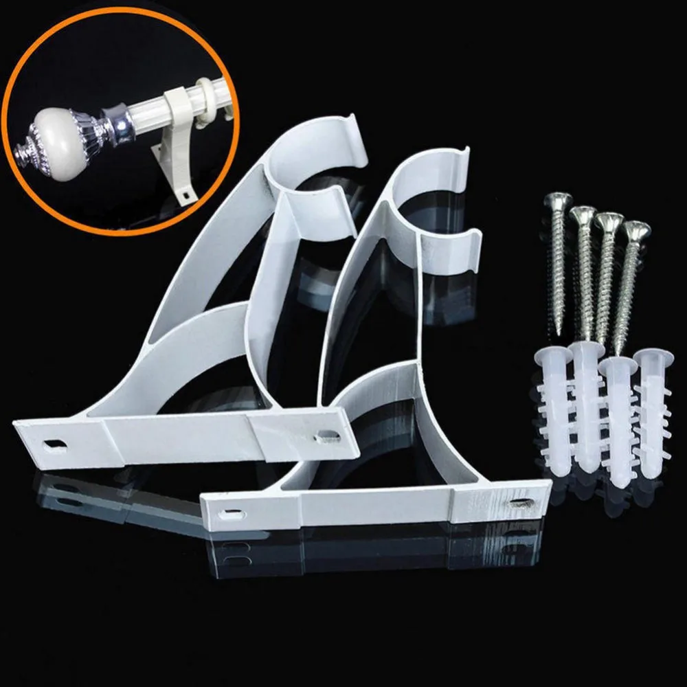 

2Pcs Aluminum Alloy Metal Single Rod Curtain Drapery Rod Bracket Fits 25mm Drape