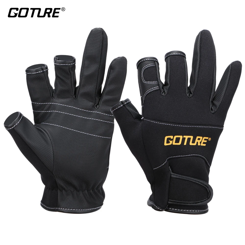

Goture Fishing Gloves Anti-slip 3 Half Finger Breathable Glove Terylene Sponge PU For Fishing Accessories Outdoor Sports Tools