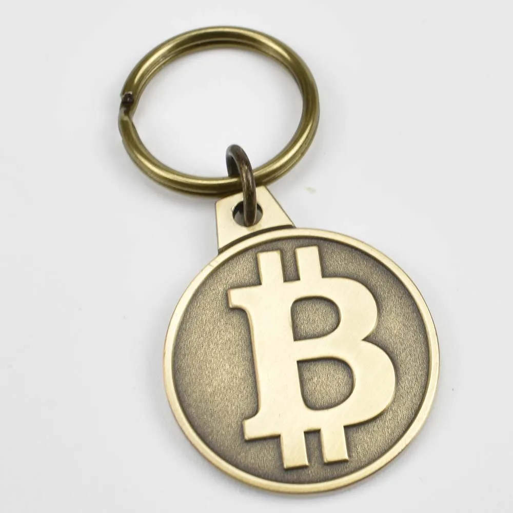 Bitcoin Keychain 24K Gold Or Antique Brass Plated Bitcoin Cryptocurrency Keychain 2 Colors