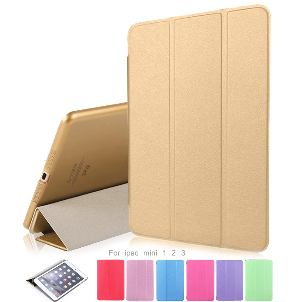 

Case for iPad mini 1 2 3, GARUNK Tri-fold Smart Cover Color Ultra Slim Leather Transparent Back Case for Apple iPad mini 1 2 3