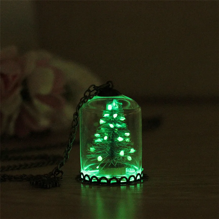 

2018 HOT Best Price Fashion Glow In The Dark Christmas Tree Luminous Pendant Necklace Xmas Gifts 25#1810042510
