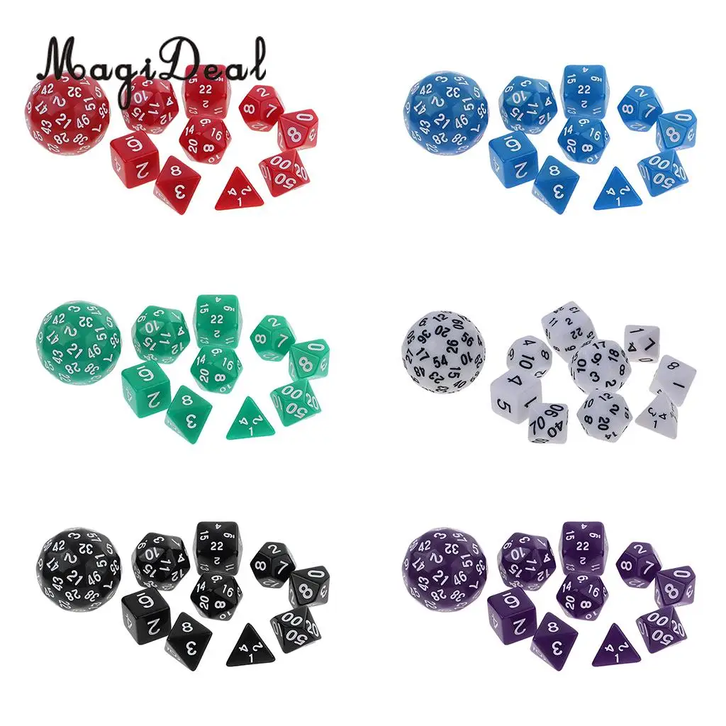 10 Pieces Acrylic Digital Dices Multi-Sided Dice Set for RPG Playing Game Tabletop Games Board Game Children Adult Youth Toys