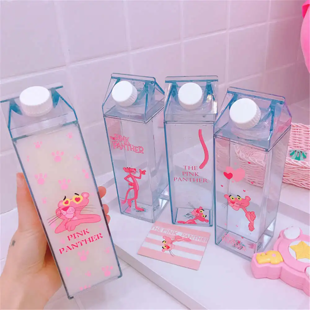 Mini botellas de agua bonitas únicas forma de caja de leche plástico