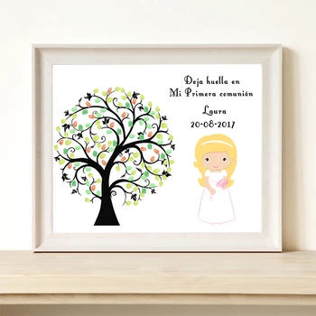 

Funny Custom Mi Primera Fingerprint Signature Sign Book,My First Holy Communion Guestbook,Kids ablution Gift With Ink Pad