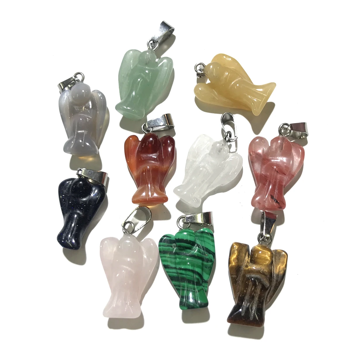 

Natural Stone Pendants angel Shape Crystal Agates Necklace Pendant for Jewelry Making Good Quality Size 15mmx23.5mm