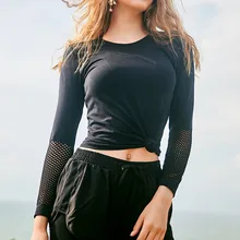 CretKoav женская сексуальная открытая спортивная футболка с длинным рукавом для тренировок в тренажерном зале