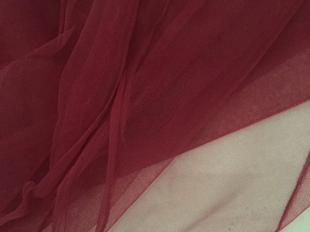 

red wine / burgundy color super soft net fine mesh tulle fabric tiny holes gauze cloth 165cm wide 2meters/lot