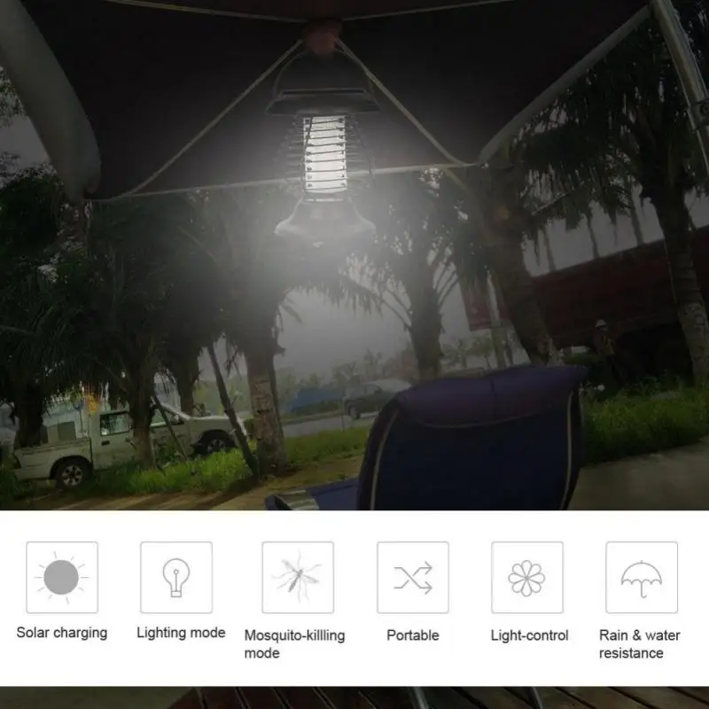 Chiclits Solar Power Mosquito Killer Light Convenient Portable UV LED Pest Killing Lamp Outdoor Camping Waterproof Bug Repellent (1)