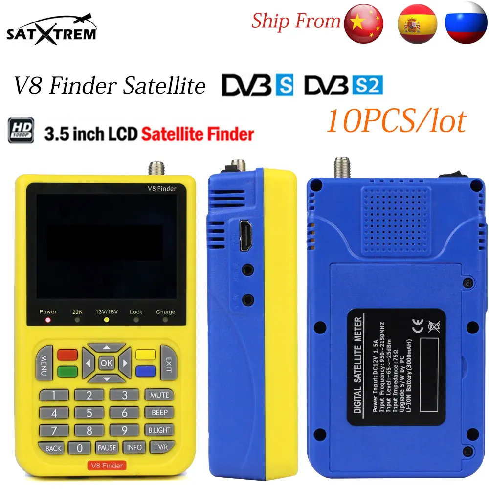 

Satxtrem DVB S2 V8 Finder HD 1080P Digital Satellite Finder With 3000mAh Battery MPEG-4 Satfinder