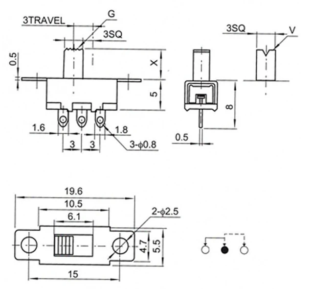 Mini MOSFET Slide Switch with Reverse Voltage Protection, SV