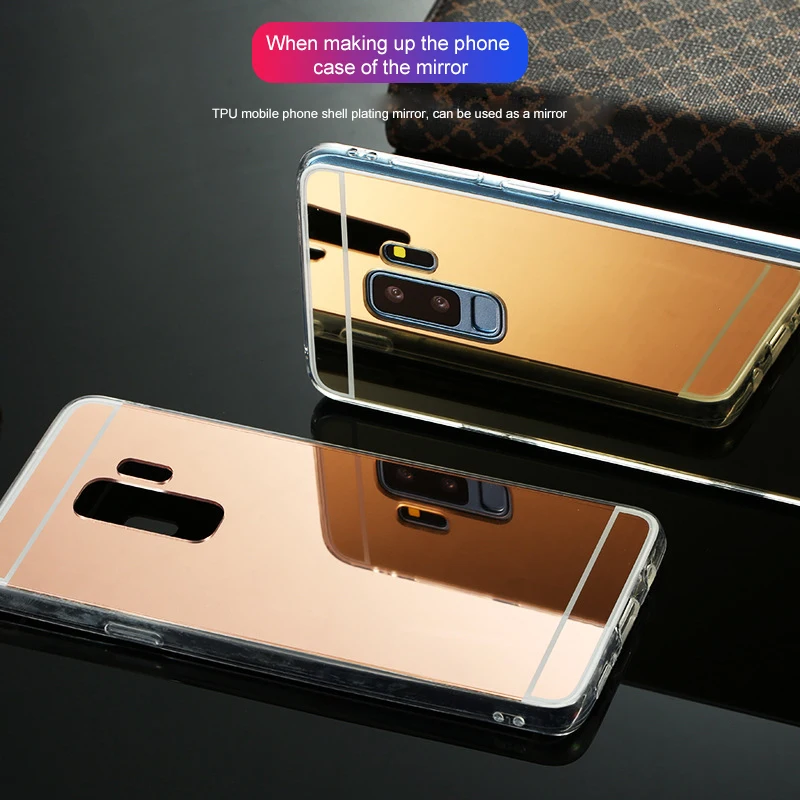 

For Samsung S10 Plated Mirror Phone Case Drop For Galaxy A8 S8 S9 Plus Mirror TPU Drop All-inclusive For Note 8 9 Phone Cover