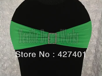 

Hot Sale Green Spandex Bands / Lycra Band /Chair Covers Sash With Rectangle Diamond Buckle For Wedding & Banquet