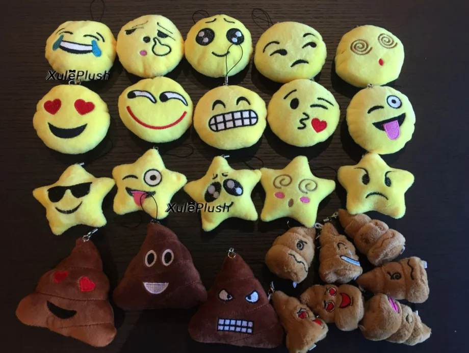 

UP 18Models - ALL Designs OF Kawaii Mini Emojis Plush Stuffed Toy Doll , SIZE 6-8CM Emoji Mini String Rope Gift DOLL TOY