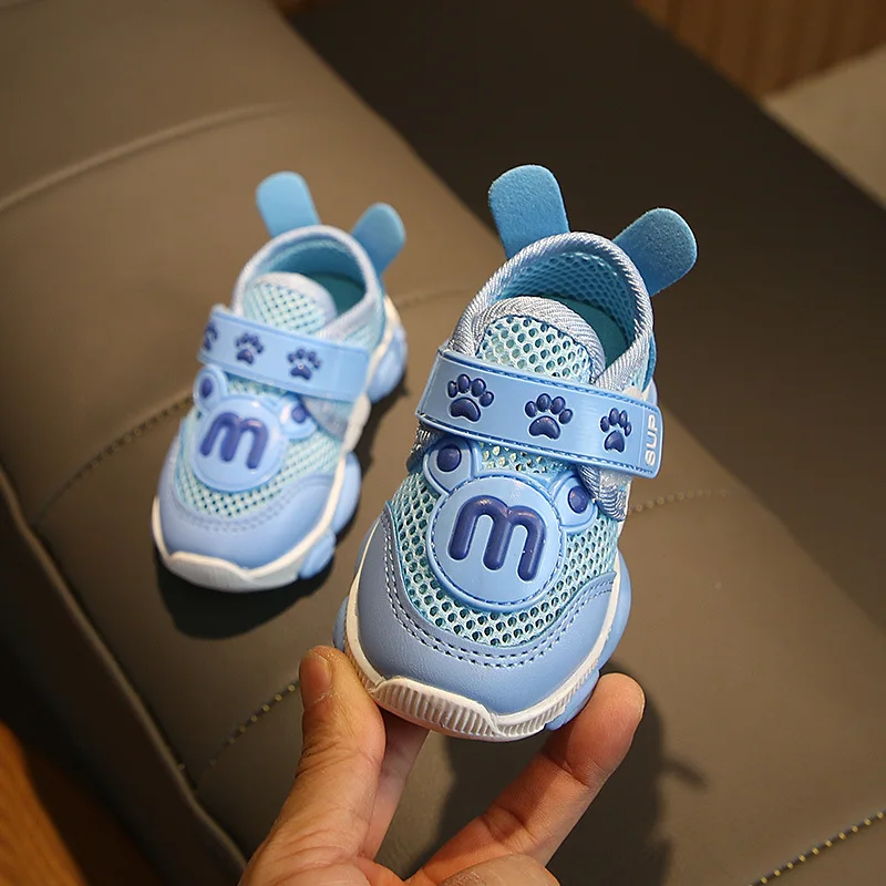 Первые ходунки весна и осень детская обувь детские повседневные спортивные туфли мужские и женские Babies'Soft-soled обувь для малышей - Цвет: Mesh eye-blue
