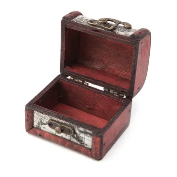 

2018 1Pc Vintage Wooden Map Storage Box Metal Locking Jewelry Cufflinks Chest Case A14_20