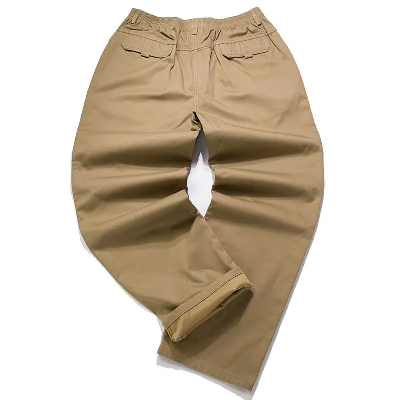 Новая мода Для мужчин брюки-карго Свободные мешковатые эластичный пояс сбоку карман на молнии повседневные штаны плюс Размеры джоггеры Демисезонный лето