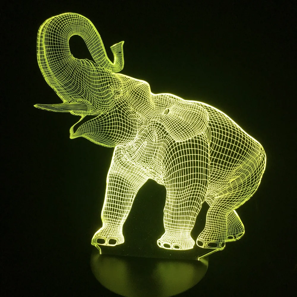 3D ночник в форме слона, удивительный иллюзионный светодиодный настольный светильник в виде животного, 7 цветов, светильник с изменяющимся эффектом, Рождественский Подарочный декоративный светильник