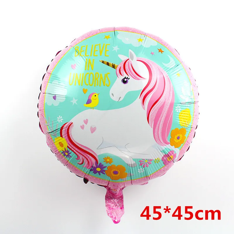 1pcs/lot Giant Unicorn Balloon Purple Colorful Rainbow Fantasy Horse Party Girls Ballons Birthday Party Animals Foil Balloon Pet - Цвет: 18inch