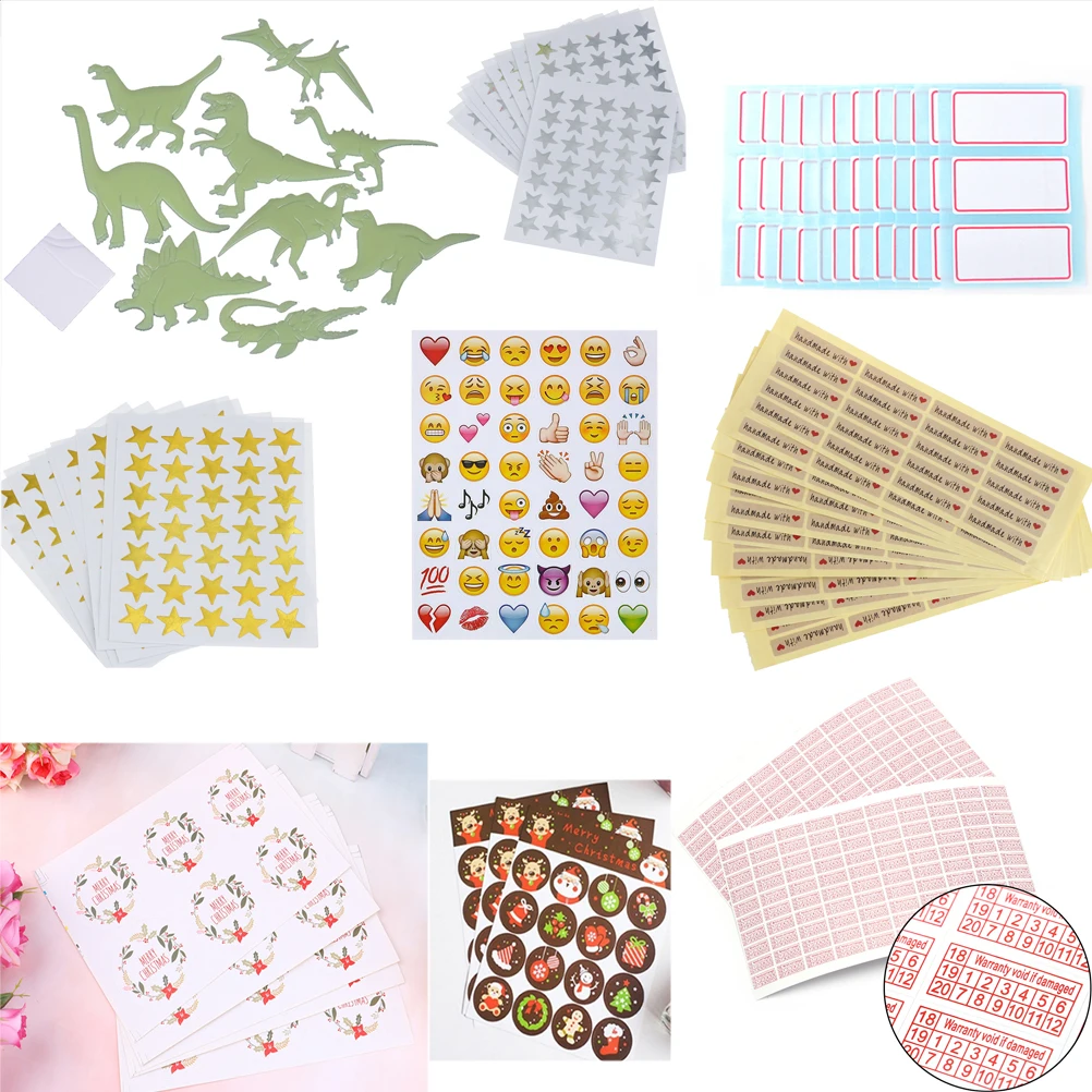 

Merry Christmas Thank you shredded paper Warranty Damaged Protection Security Label Sticker Seal Glow In The Dark Dinosaurs