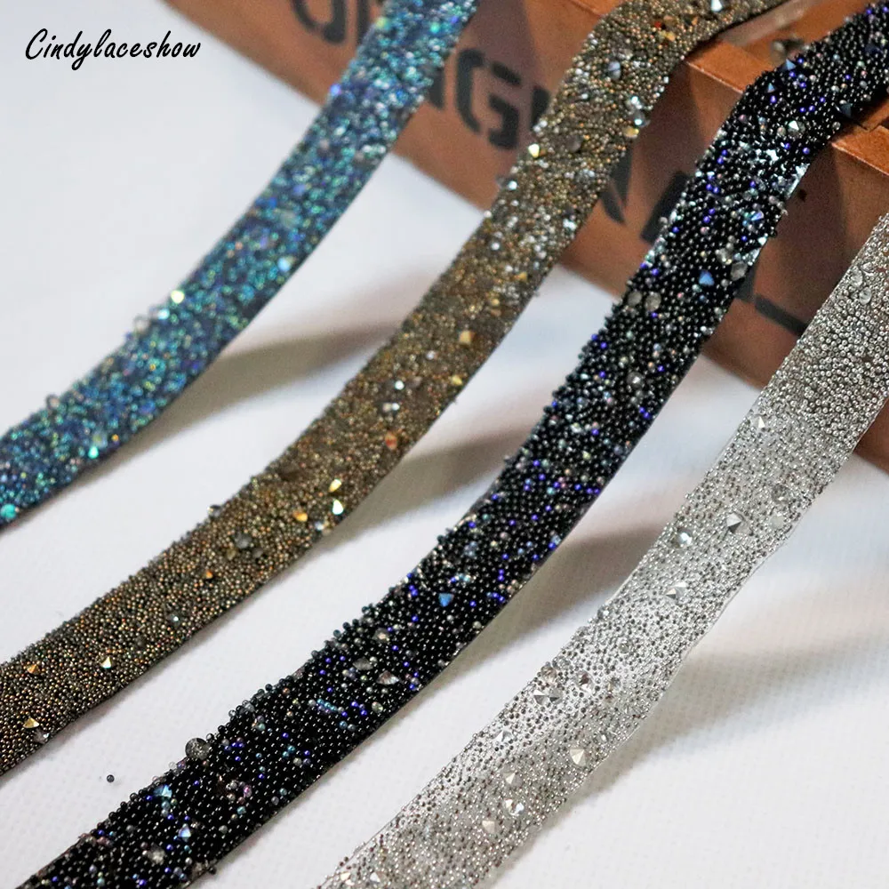 

1.5 cm Tube Beads Crystals Trim Iron On Sewing on Trims Ribbon Wrap Clothes Accessories Bracelet Clothing Making Garment Beads
