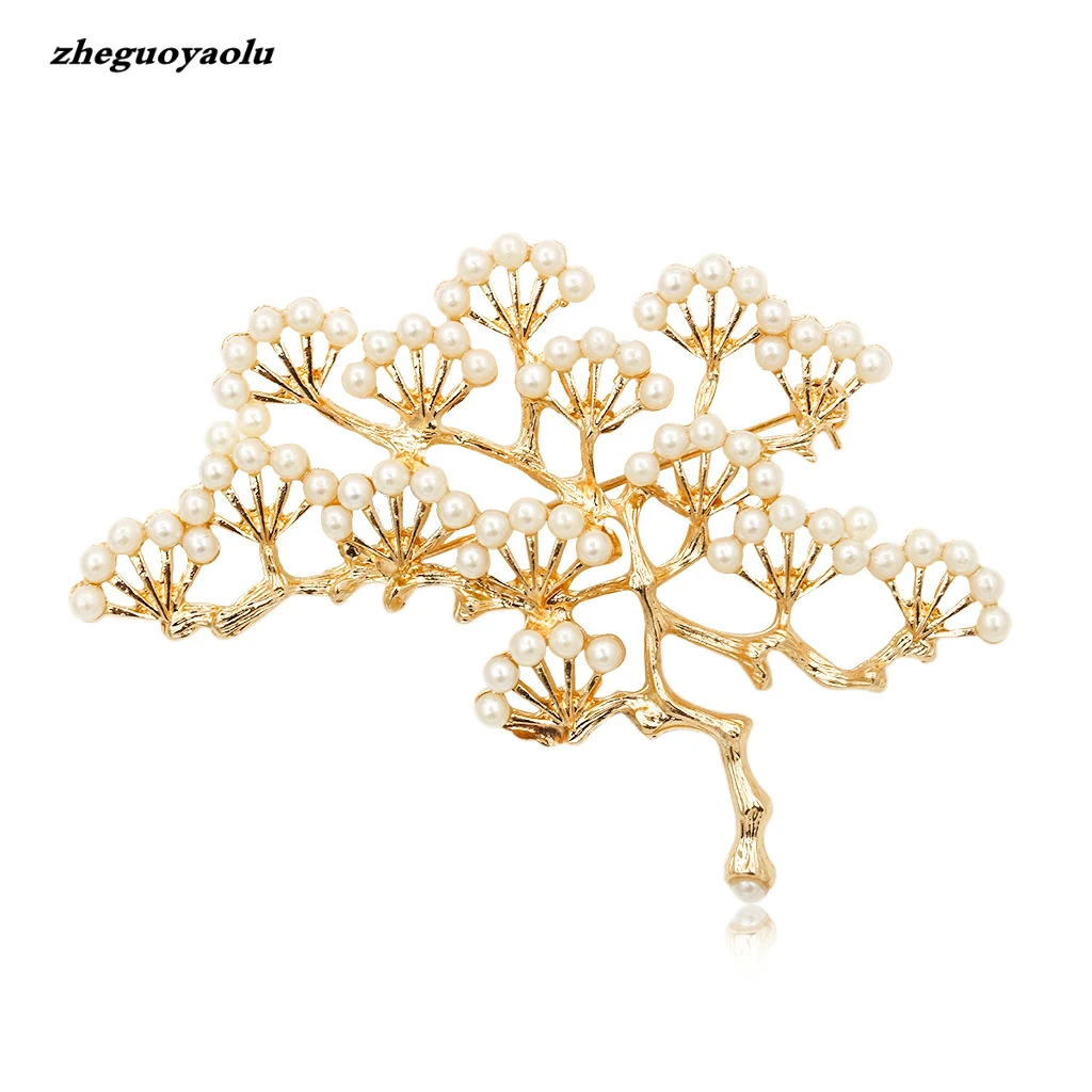 

2017 Fashion Vintage Pearls Jewelry Branch Brooches For Women Jewelry Collar Scarf Accessories Christmas New Year Gifts