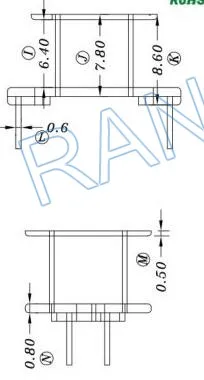 RM6 бобины через отверстие высокочастотный трансформатор рамка+ ПОГ Магнитный ферритовый сердечник PC40, 4pin(2+ 2