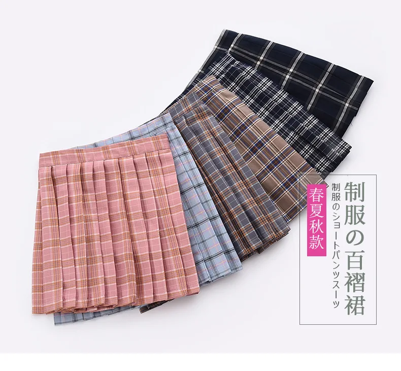 Harajuku Black Skirts Womens 2021 Summer High Waist Anime Skirts Kawaii School Uniform Short Mini White Pink Plaid Pleated Skirt leather skirt