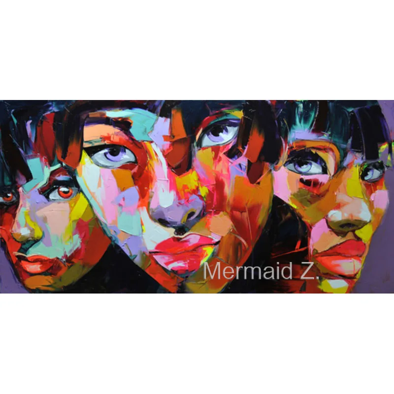 

Free Shipping 100% Handpainted Oil Painting Nielly Palette knife Francoise People Face Modern Abstract Painting on canvas