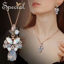 Special New Fashion Opal Maxi Necklace Romantic Waterdrop Necklaces & Pendants Crystal Jewelry Gifts for Women S1795N moonrocy drop shipping silver color waterdrop fashion crystal necklace and earrings pink opal jewelry set for women girl