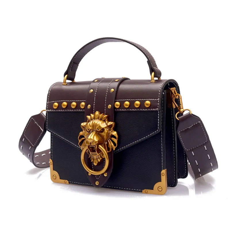 

Fashion Metal Lion Head Mini Small Square Pack Shoulder Bag Crossbody Package Clutch Women Designer Wallet Handbags Bolsos Mujer