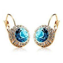 SHUANGR 12 Colors Vintage Hoop Earrings brinco New Jewelry Unique Round Small Crystal Gold Color Hoop Earring For Women Wedding