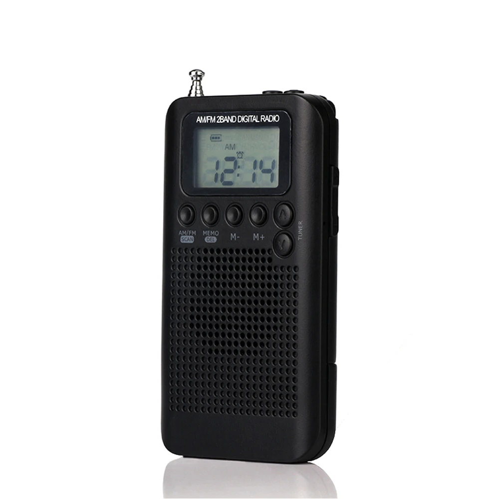 Pocket LCD AM FM Radio Speaker Stereo Two Band Digital Tuning Radio w// Earphone