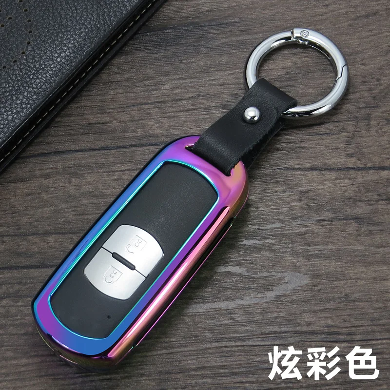 

Zinc alloy+Leather Car Remote Key Case Cover For Mazda 2 3 6 Axela Atenza CX-5 CX5 CX-7 CX-9 2015 2016 2017 Smart 2/3 Buttons